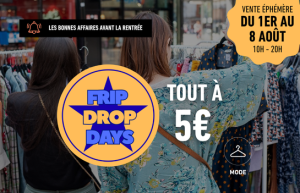 Les frip drop days reviennent à Lillenium du 1er au 8 Août pour une semaine de bonnes affaires avec des articles à 5€