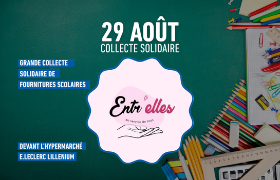 Collecte de fourniture scolaire à Lillenium, centre commercial à Lille, le samedi 29 Août 2026