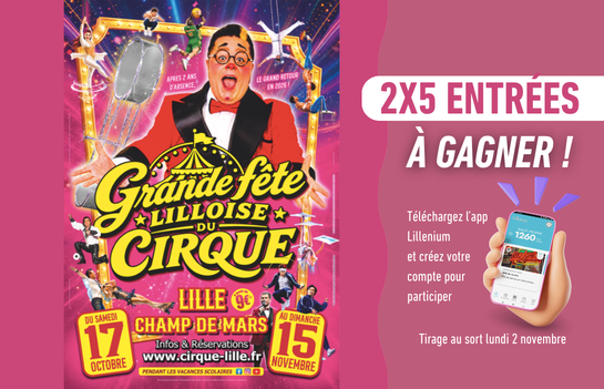Jeu concours avec 2 lots de 5 places à gagner pour la grande foire du cirque